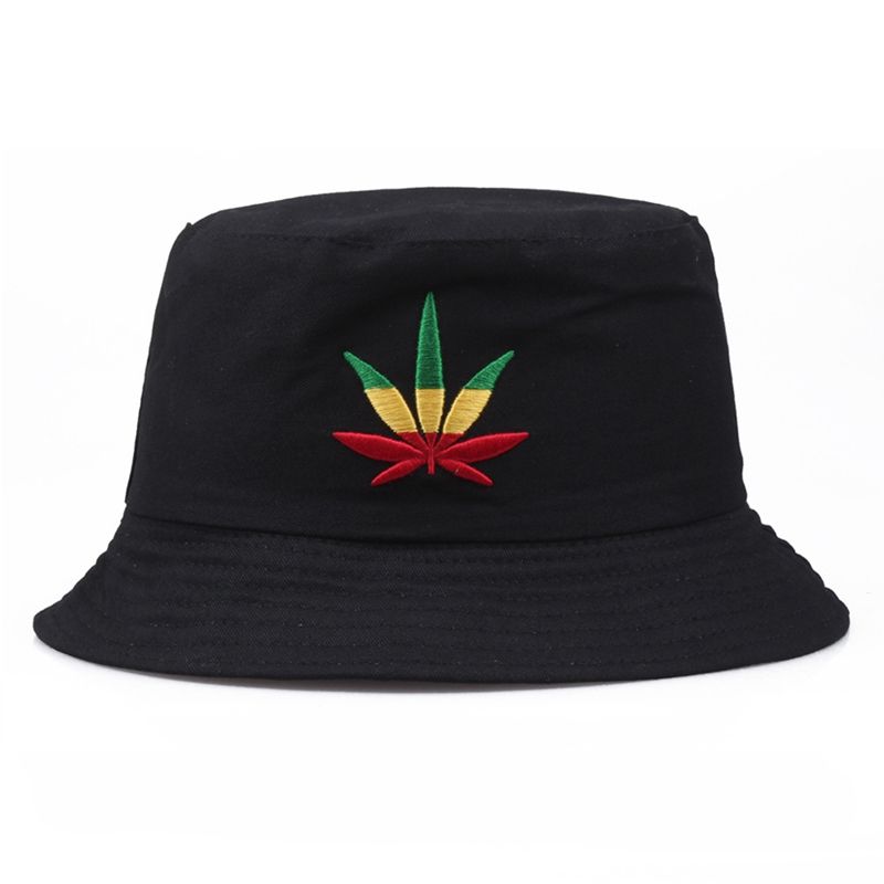 Hot Sale Maple Leaf Bucket Hat Hip Hop Panama Hats Embroider Printed Cotton Men Women Summer Casual Wide Brim Sun Cap Unisex_voghion.com