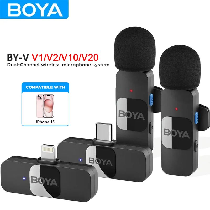 BOYA BY-V draadloze Lavalier reversmicrofoon voor iPhone Android SmartPhone PC Computer USB-C-apparaten Youtube-opname_voghion.com