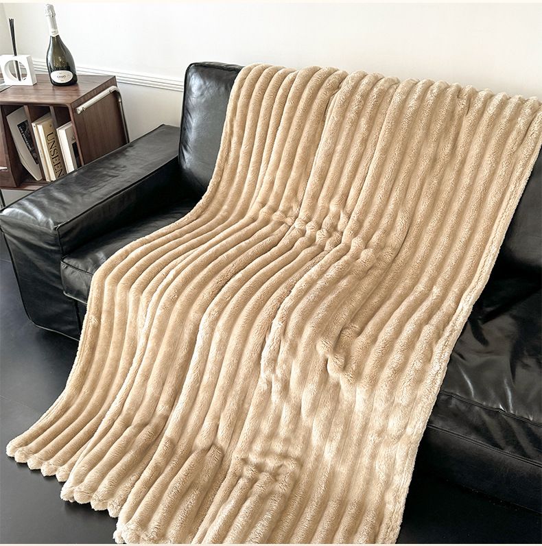 Kaninchen Plüsch Verdickte Verschlüsselung Große Gestreifte Decke Farai Plüsch Decke Geschenk Abdeckung Decke_voghion.com
