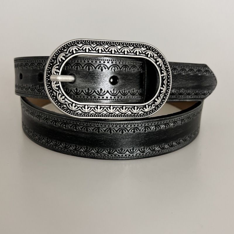 Gradient Color Leather Belt Belt Women's Trendy Niche Dark Gradient Color Leather Belt Retro Old_voghion.com