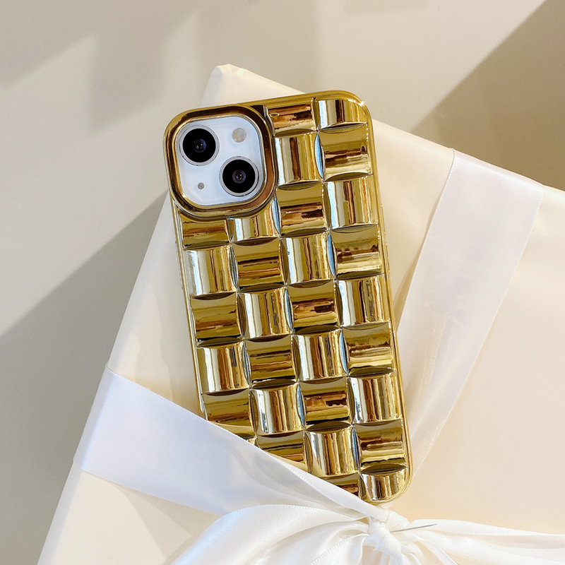 Mobile phone case square woven pattern suitable for iPhone14promax mobile phone case Apple 13/11 electroplating Samsung s22 soft_voghion.com
