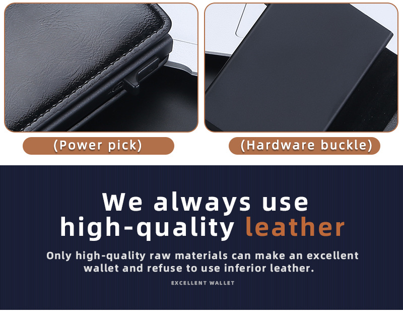Baellerry New RFID Anti Magnetic Side Push Aluminum Box Package Oil Wax Skin Men's Card Cover_voghion.com