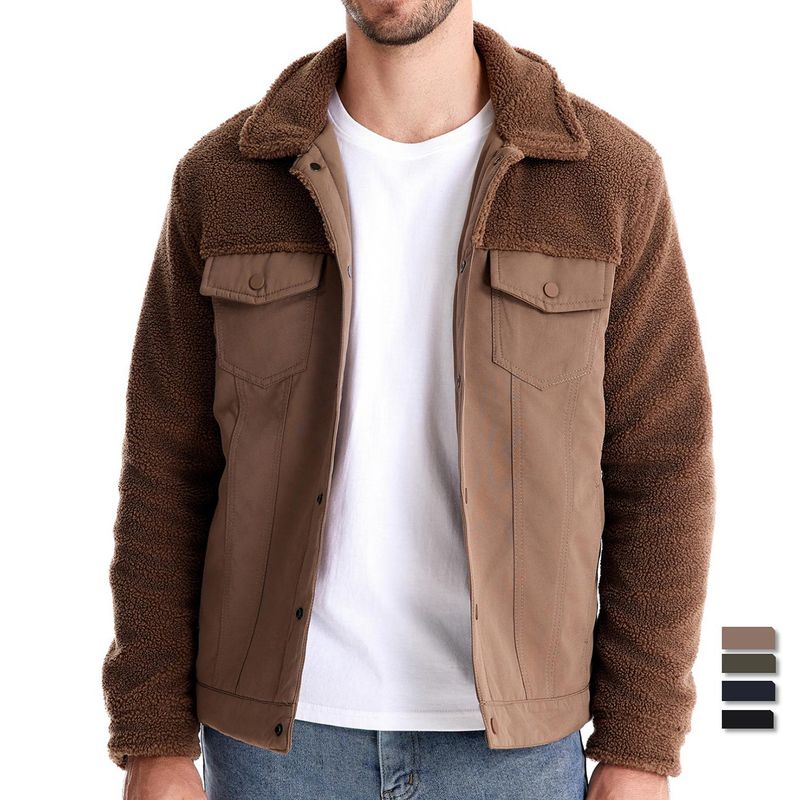 Autumn And Winter New Spliced European Casual High-Quality Men's Lamb Wool Jacket_voghion.com