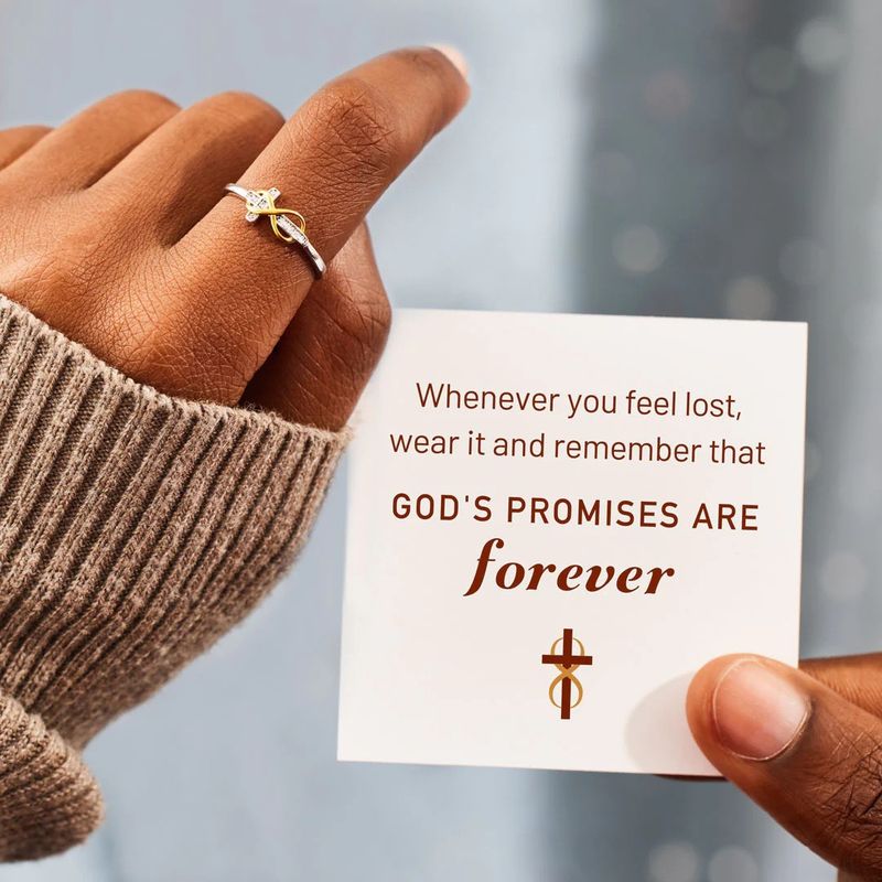 Women's Jewelry S925 Sterling Silver Infinity Cross Two-Tone Plated Adjustable Ring, Minimalist Fashion Statement For Everyday Wear_voghion.com