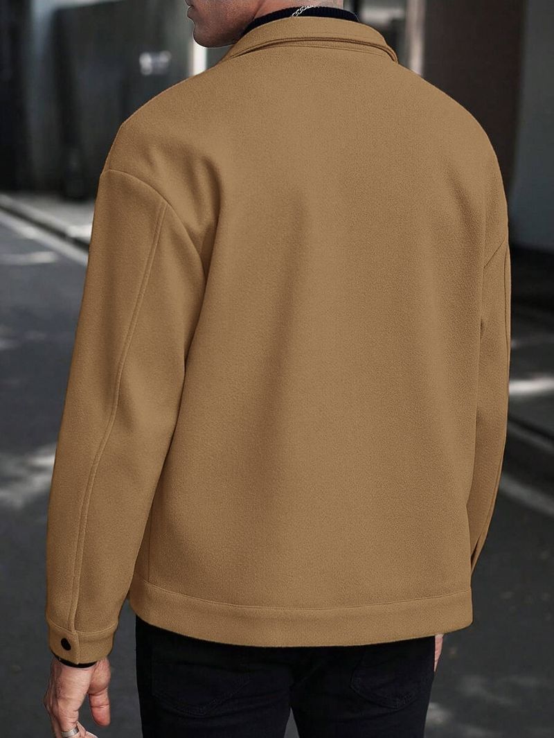 Herrenbekleidung Herren-Sakko aus Wollmischung mit Revers – Business Casual Slim Fit Mantel (4 Farben, S-XXXL)_voghion.com