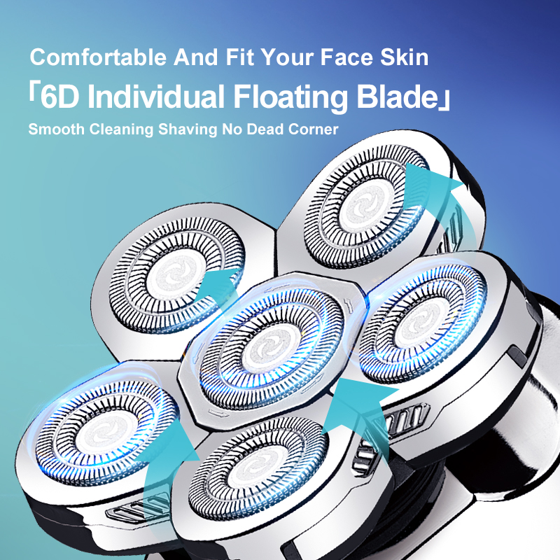 Upgrade 6 In 1 Electric Bald Head Razor Wet Dry Waterproof Rotary Shaver Grooming Kit With Beard Clippers_voghion.com