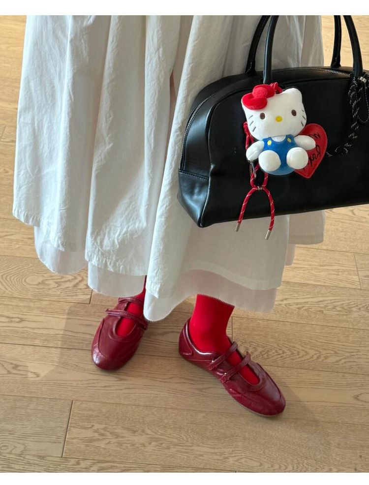 Lässige Damen-Sneakers, multifunktionaler Stil, Mary Jane-Leder, rote flache Einzelschuhe, modisch, vielseitig_voghion.com