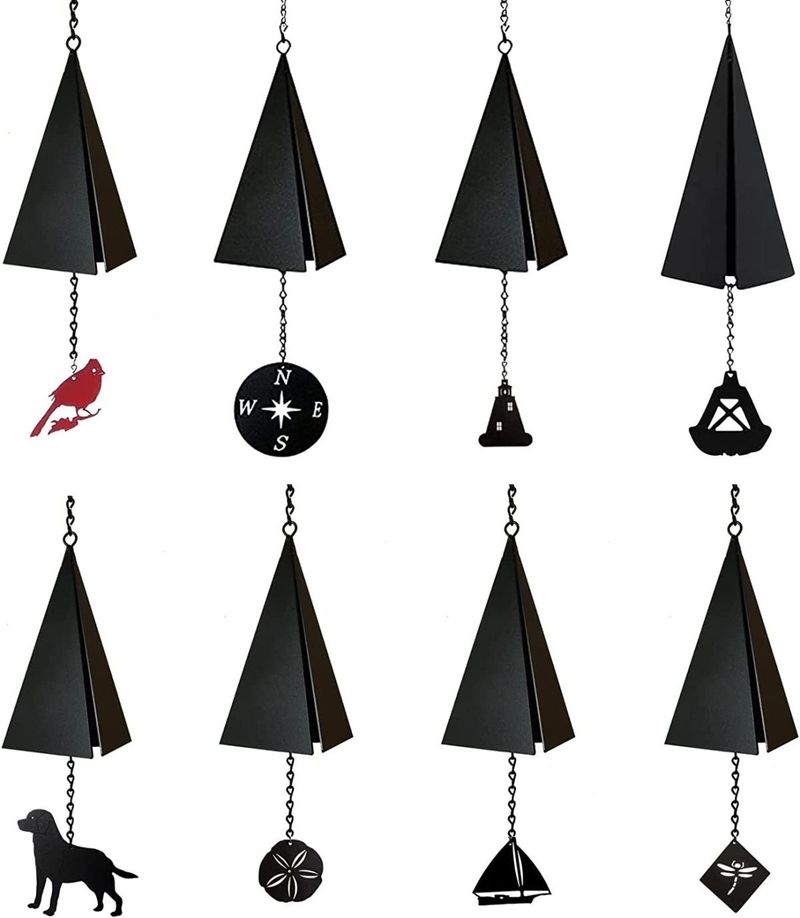 【 Tasso di recensione positiva del 90% 】 Campanello a vento creativo a forma di triangolo, decorazione per cortile, suono di campana, tubo di ferro in metallo_voghion.com