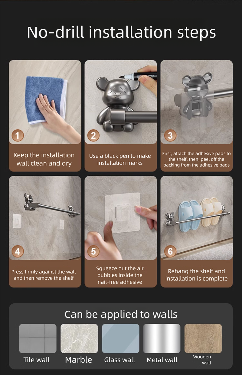 Bathroom No-Drill Slipper Toilet Storage Wall-Mounted Drainage Rack Shoe Organizer Magic Tool_voghion.com
