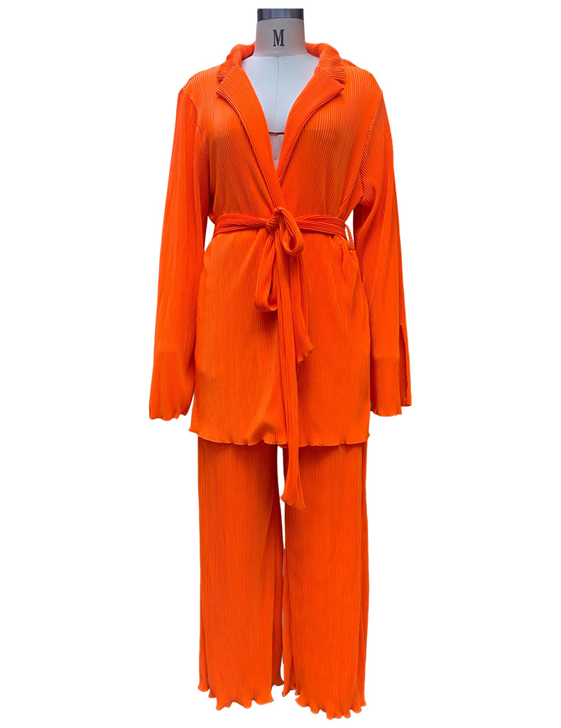 Cintura da donna tinta unita, camicia ampia a maniche lunghe e pantaloni, abito a due pezzi autunno e inverno_voghion.com