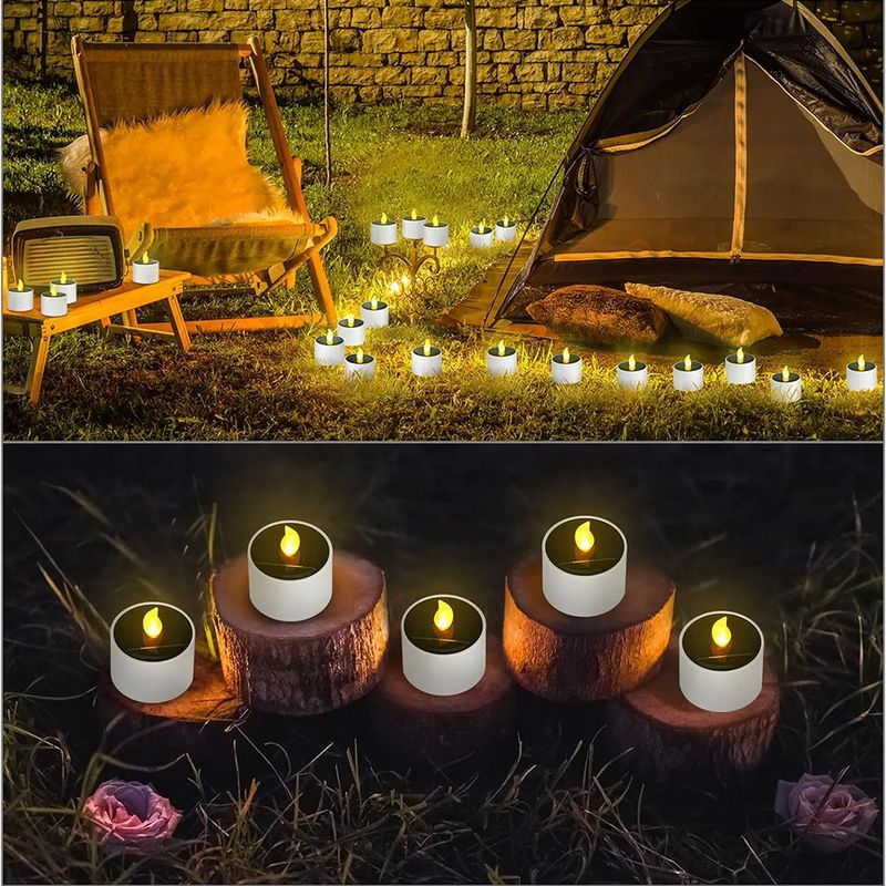 1-6PCS Solar Tea Light LED Candles Outdoor Waterproof Flameless Solar Tea Lights Rechargeable Candles For Party Garden Home Deco_voghion.com