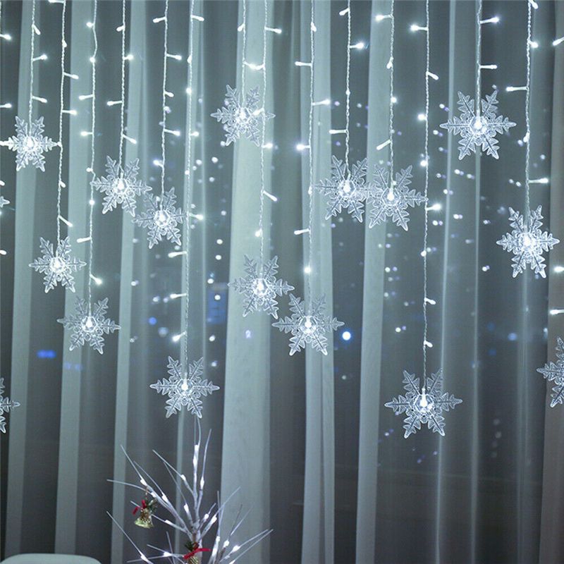 Guirlande lumineuse LED de Noël avec flocons de neige et glaçons, idéale pour l'extérieur, la maison, le jardin, le Nouvel An ou comme décoration de fête_voghion.com