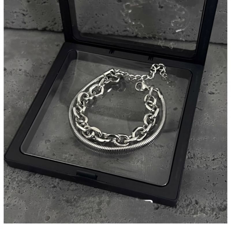 Niet-verkleurende titanium stalen dubbellaagse Cubaanse armband voor mannen en vrouwen, trendy merk met high-end minimalistische hiphop_voghion.com