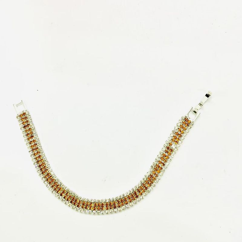 Pulsera de cristal romano de lujo de colores variados para mujer, cadena de garras de diamantes dorada, venta al por mayor._voghion.com