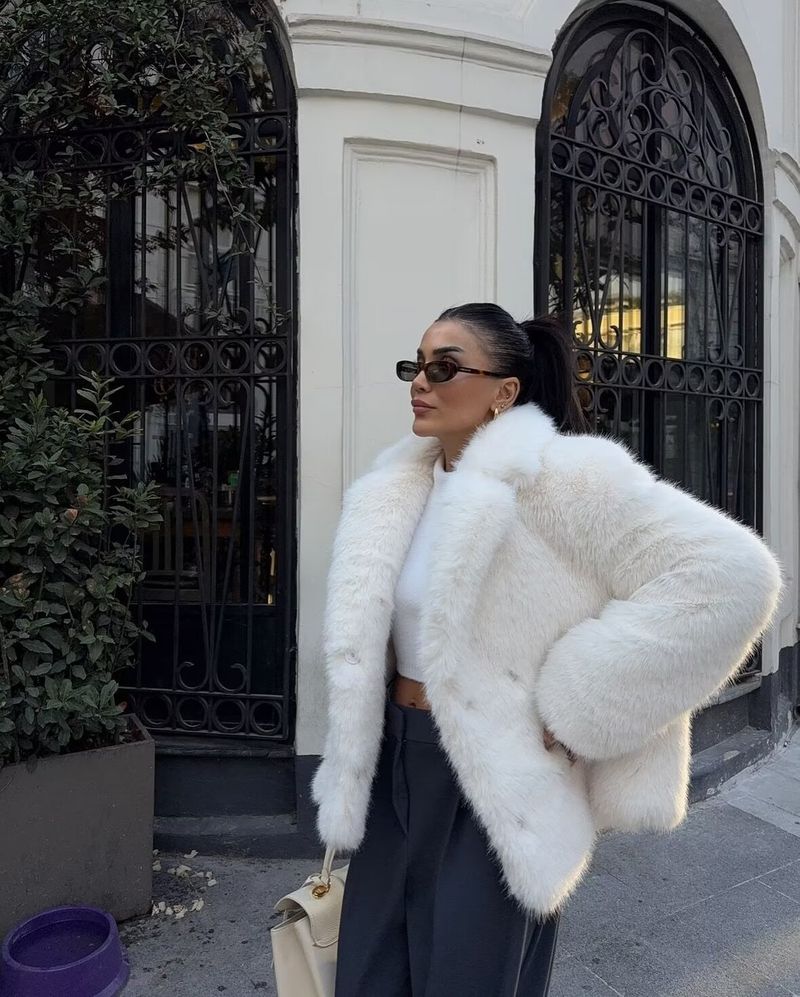 Cappotto in pelliccia sintetica di lusso per donna - Giacca invernale calda e alla moda oversize con collo a scialle, capospalla in peluche morbido ed ecologico_voghion.com