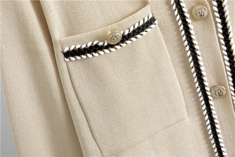 Vêtements pour femmes Mode Tempérament Col rond Cardigan tricoté Costume Femme Style occidental Slim Petit Costume deux pièces_voghion.com