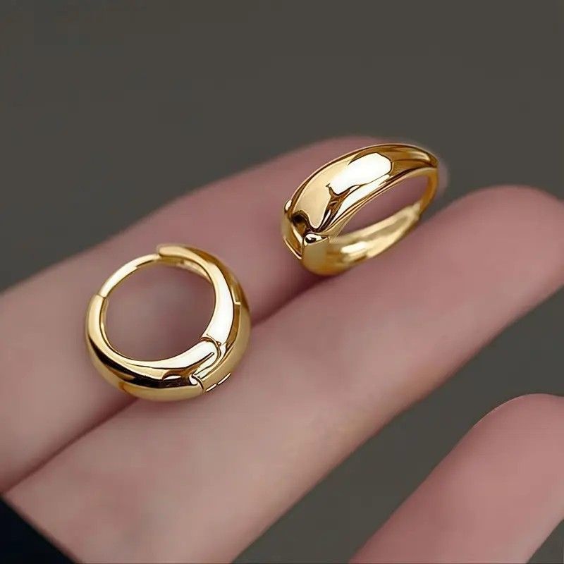 Orecchini a due punte lisci a forma di goccia d'acqua per donna, stile semplice, elegante, alla moda, a cerchio, freddi, minimalisti, di alta qualità._voghion.com