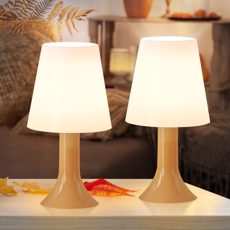 Glitzerlife Nachttischlampe 2er Set Tischleuchte Mit Kabel - TischlampeKleine Lampe E14 Tischlampen Orange Moderne Landhausstil Für Esstisch Schlafzimmer_voghion.com