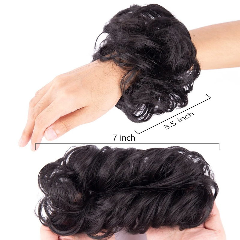 Sintético bagunçado bun pedaço scrunchie despenteado updo extensões de cabelo encaracolado ondulado rabo de cavalo chignon com elástico para mulher_voghion.com