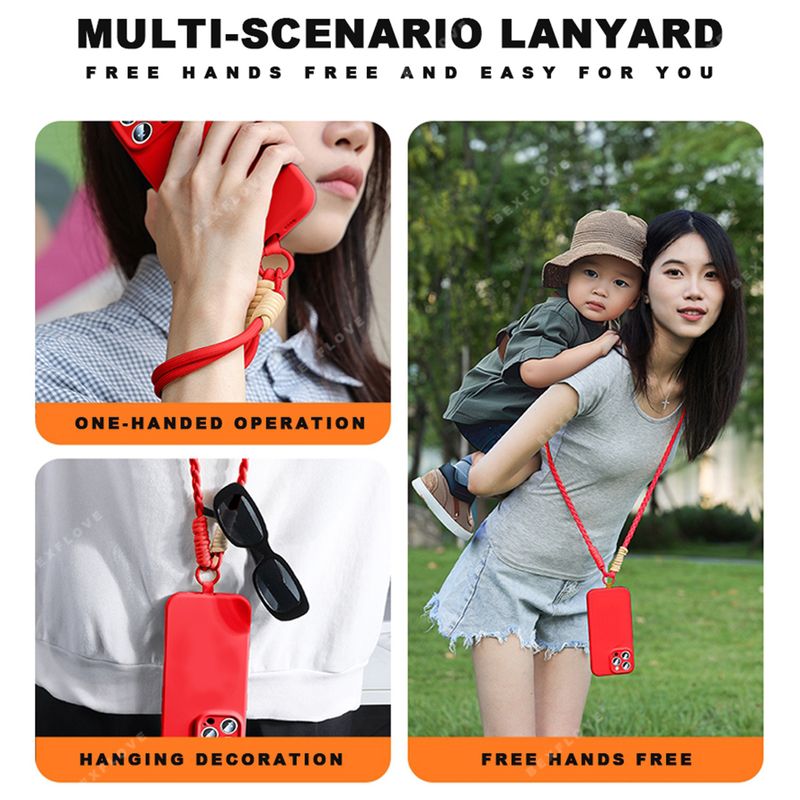 Lanyard Liquid Silicone Phone Case For Samsung Galaxy S24 S23 S22 S25 Ultra Plus A54 A53 A52 A55 5G Wrist Strap Original_voghion.com