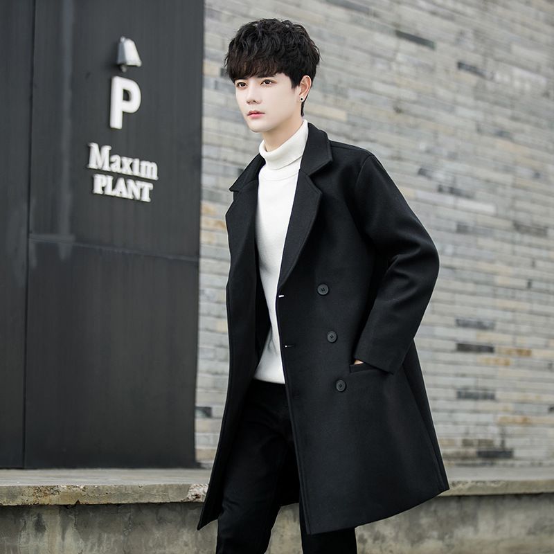 Autumn Winter New Trench Men's Mid-Length American Style Wool Coat High-End Casual Fashion Jacket_voghion.com