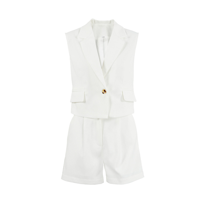 Commuting vest vest shorts set new summer high-end white women's two-piece set_voghion.com