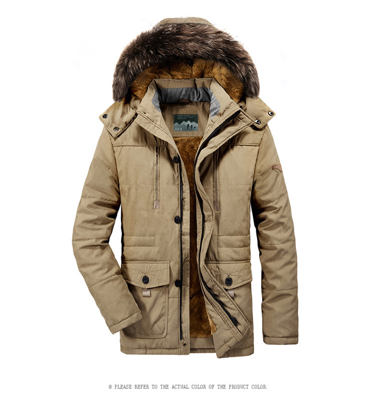 Man's Clothing Winter Cotton-padded Jacket Men's Medium Length Plus Fleece Thickened Large Size Loose Padded Jacket_voghion.com