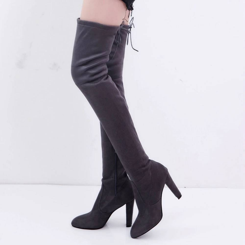 Fashion Over The Knee Women Boots Stretch Fabrics High Heel Slip On Shoes Pointed Toe Woman Long Boots Size Plus Size S015_voghion.com