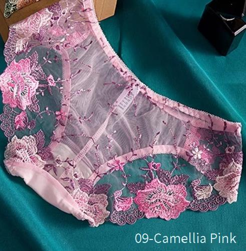 Damenunterwäsche, sexy, bestickte Dreiecks-Slips für Damen, niedrige Taille, transparent, atmungsaktiv, dünn, Dreiecks-Slip_voghion.com