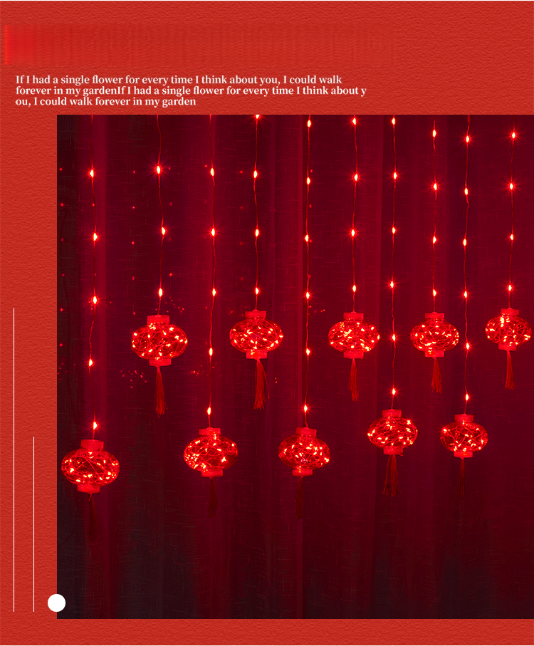 New Year LED String Lights - Red Lantern Decorations For Indoor/Outdoor, Window, Garden, Holiday & Festival Lighting (8 Modes, Plug-in/Solar)_voghion.com