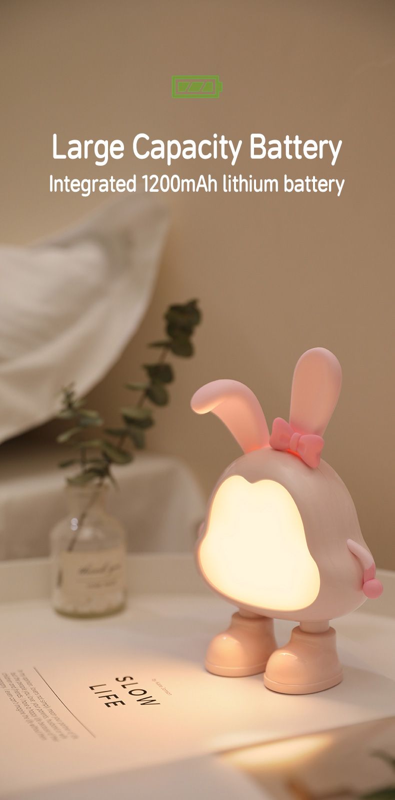 Cute Cartoon Benny Rabbit Night Light Bedroom Atmosphere Light Bedside Lamp Easter Bunny Lamp_voghion.com