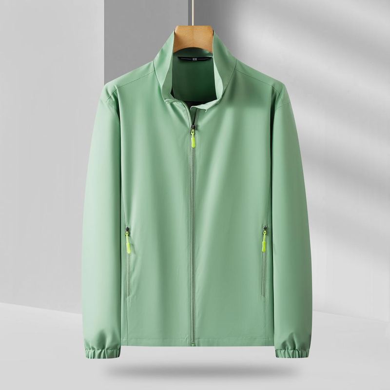 Spring And Autumn Casual Stand Collar Thin Outdoor Zipper Windbreaker Jacket With Printed Text_voghion.com