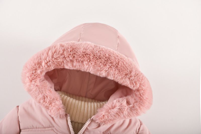 neonate nuovi graziosi fiori tridimensionali vestiti di cotone ragazze giacca con cappuccio con collo di pelliccia ispessita_voghion.com