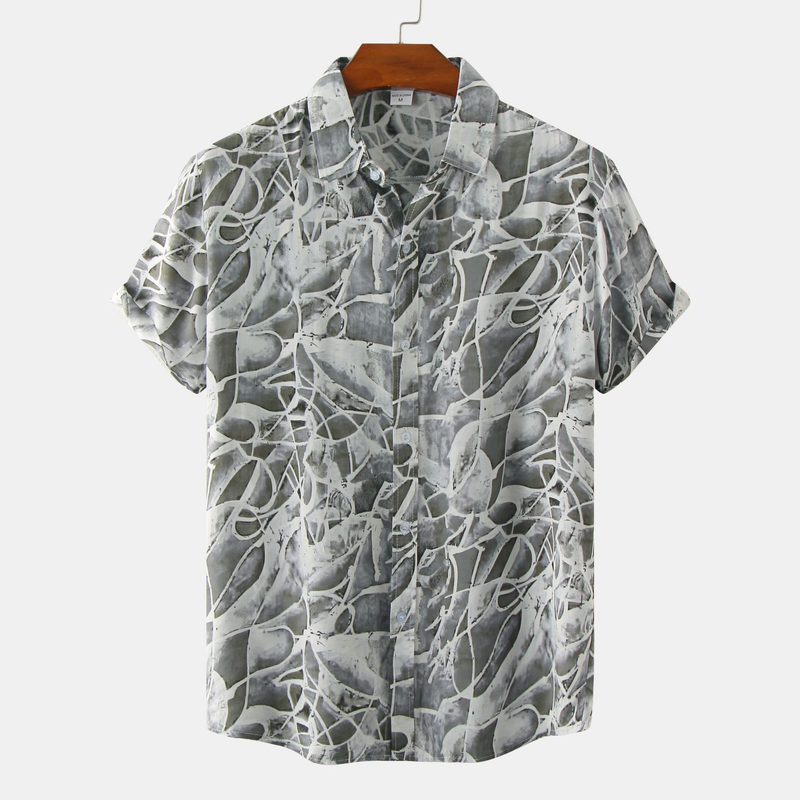 Abbigliamento uomo taglie forti, camicia ampia a maniche corte, camicie casual_voghion.com
