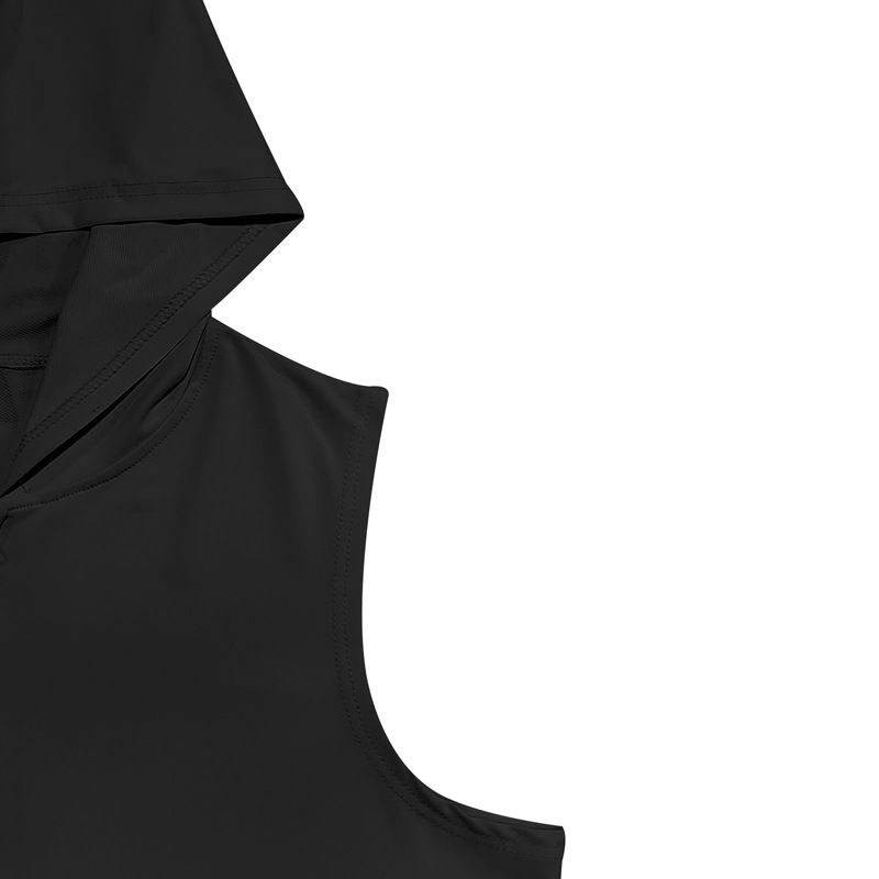 Herren Sommer Unterhemd mit Kapuze Sport Fitness Training Reißverschluss Strickjacke Ärmellose Weste Tops_voghion.com