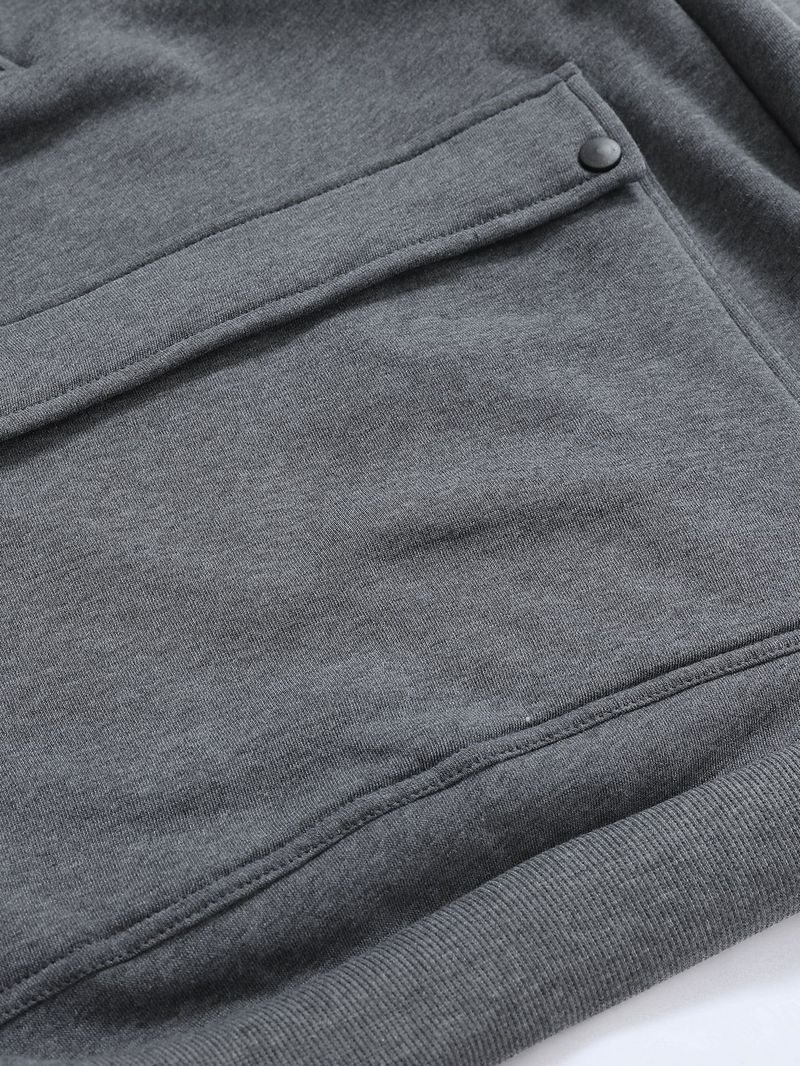 Moletom masculino com capuz e zíper, design de bolso, outono e inverno_voghion.com