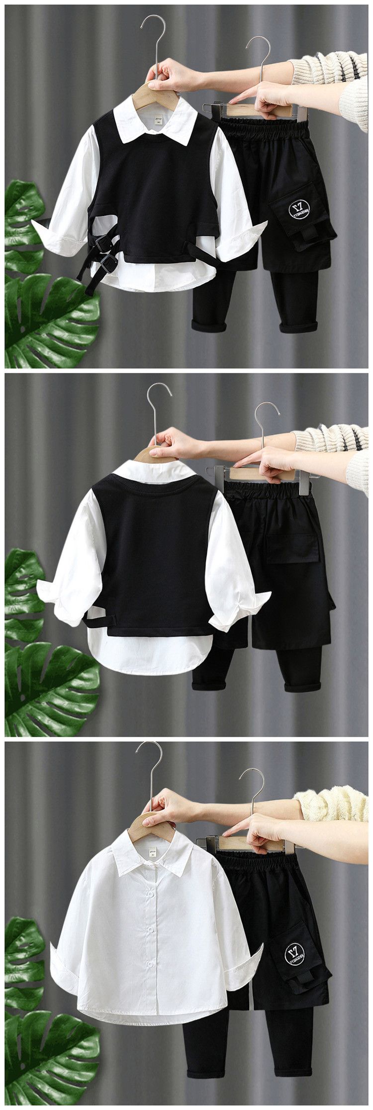 Ensemble trois pièces pour garçon, nouvelle collection printemps-été, style coréen, tendance, chemise et gilet_voghion.com