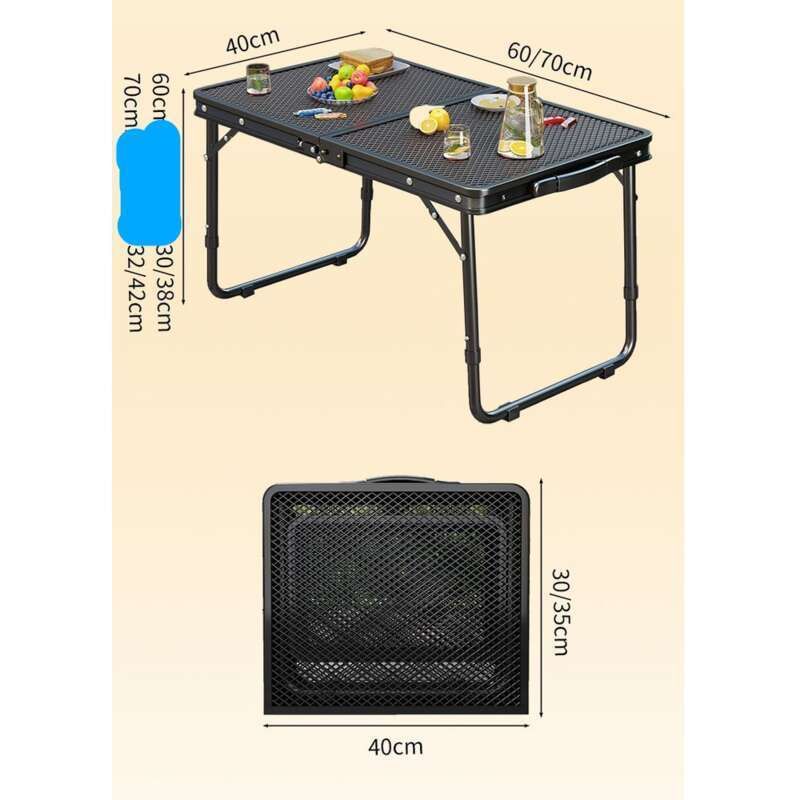 Nueva mesa portátil para acampar al aire libre, picnic, estacionamiento, barbacoa, malla de hierro, extensión de doble oreja, mesa plegable, alta_voghion.com
