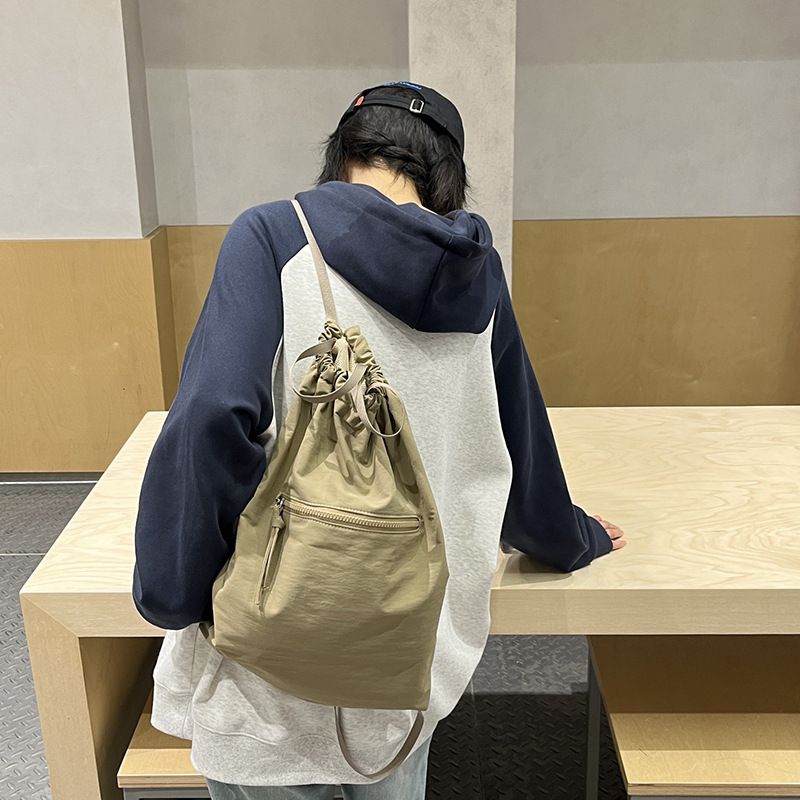 Qiaoge Casual Bag Women, Summer New Large Capacity Drawstring Bucket Bag, Fabric Backpack For Men And Women_voghion.com