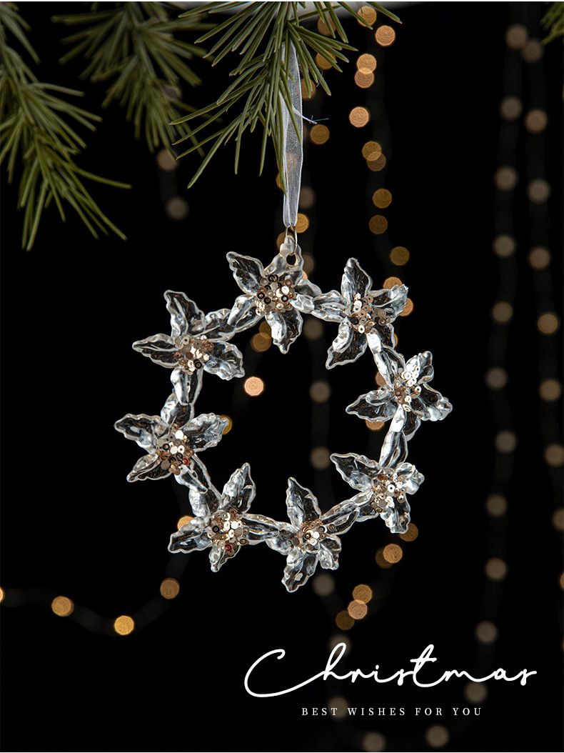 Paillettes decorative in acrilico trasparente fiocco di neve pendente albero di Natale scena decorazione oggetti di scena_voghion.com