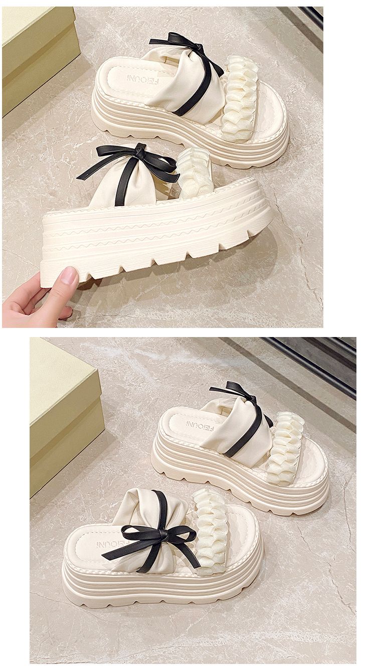 Grube sandały z okrągłym noskiem dla kobiet, letnie, outdoorowe, modne, nowe, kokardkowe, wysokie obcasy, stylowe, jednopaskowe, na platformie_voghion.com