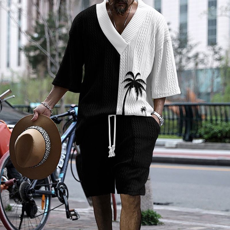 Tecnologia di abbigliamento maschile Stampa 3D Tuta da uomo di grandi dimensioni con pantaloncini a maniche corte in maglia_voghion.com