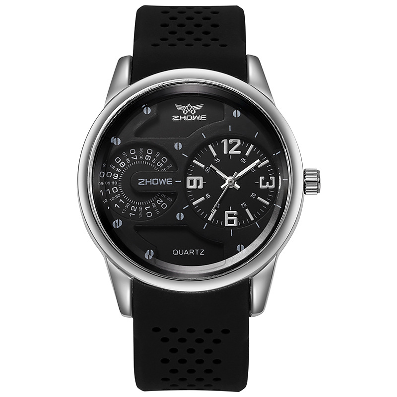Nuovo orologio sportivo da uomo al quarzo con cinturino in silicone con decorazione personalizzata a doppio quadrante per orologi di tendenza per studenti_voghion.com