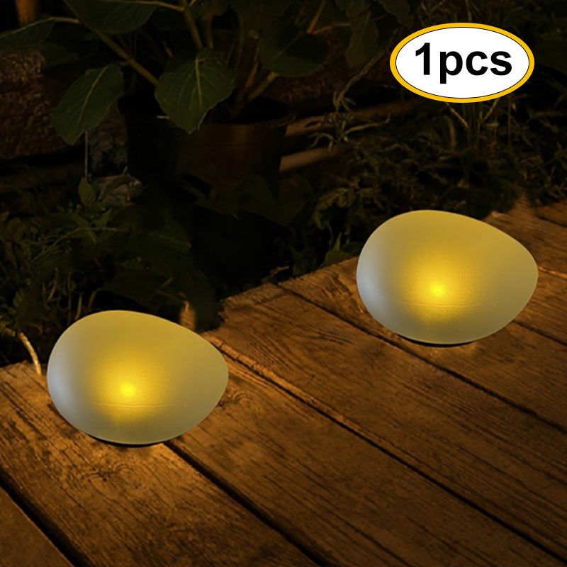 Guijarros LED solares: decoración impermeable para jardín, caminos y césped (diseño de plástico resistente en blanco cálido/blanco frío)_voghion.com