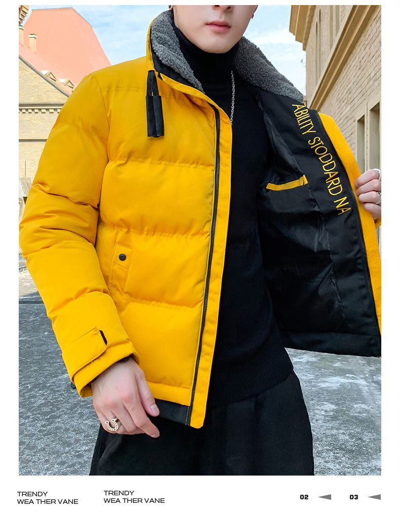 Cappotto in cotone per abbigliamento da uomo, cappotto in cotone ispessito, tendenza della moda, versatile cappotto in cotone ricamato con colletto rialzato, taglie forti_voghion.com