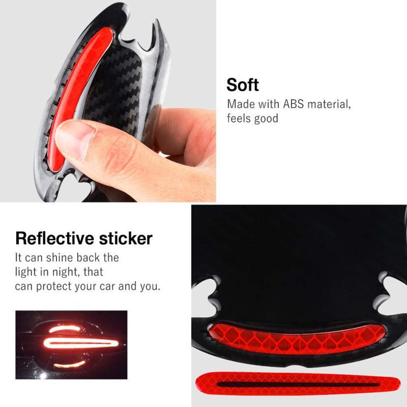 3M Automotive Door Handle Protector - Carbon Fiber Texture Anti-Scratch Film With Night Reflective Strips (Pre-Cut Universal Kit)_voghion.com