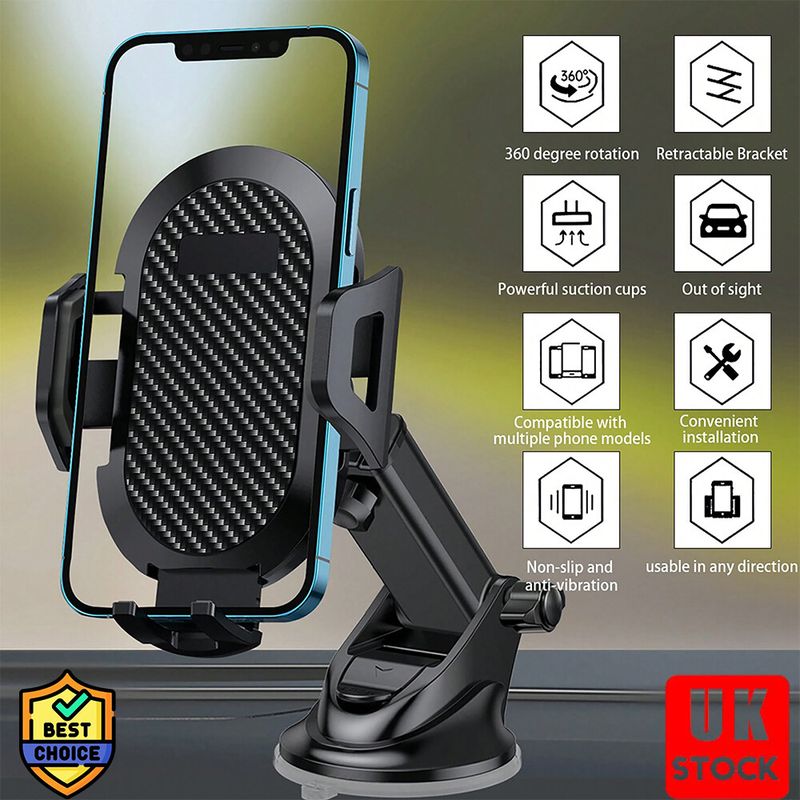 Universal Car Mobile Phone Holder 360° Windscreen Dashboard GPS Stand Cradle UK_voghion.com