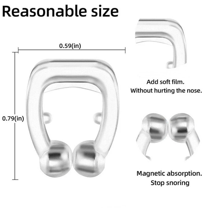 Dispozitiv magnetic anti sforăit Opriți sforăitul Agrafă pentru nas Respirație ușoară Îmbunătățirea somnului Dispozitiv de noapte de protecție pentru apnee cu carcasă 1/2/4 buc._voghion.com