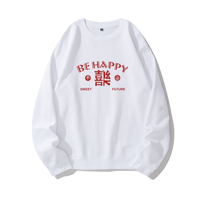 Men's big red autumn winter fashionable long sleeved couple's top ins in round neck sweatshirt for year of the zodiac,_voghion.com