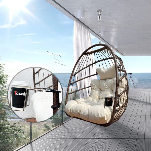 Swing Hammock Egg Basket Chairs Without Stand Indoor Outdoor, UV Resistant Cushion Hanging Chair, Foldable Frame 350lbs Capacity Ceiling Hammock Cha_voghion.com